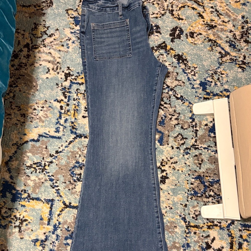 Express stretch Dark Blue Flare Jeans size large (12/14/16) Euc